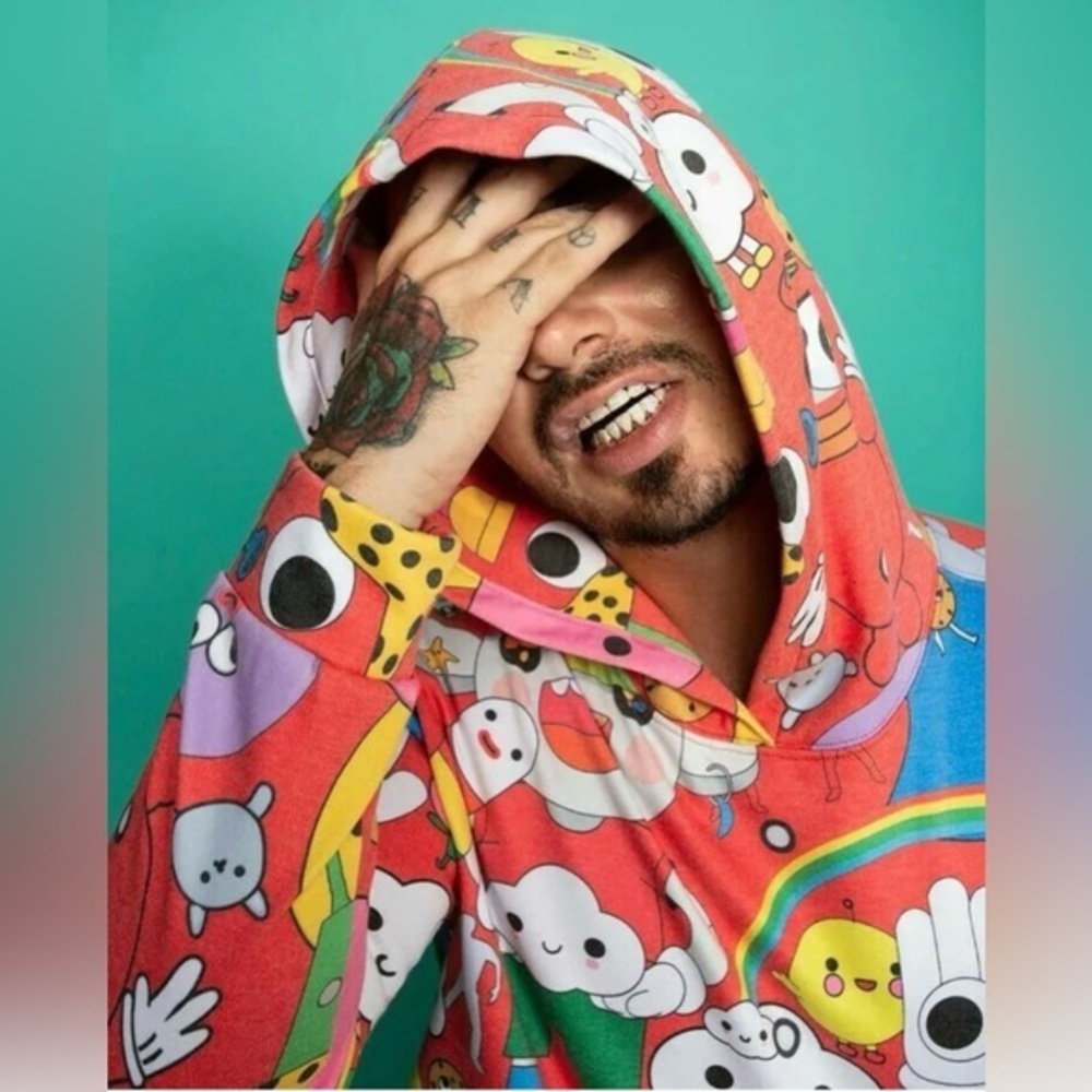 (W) New J Balvin X Friends‎ With You hoodie size S red with rainbow